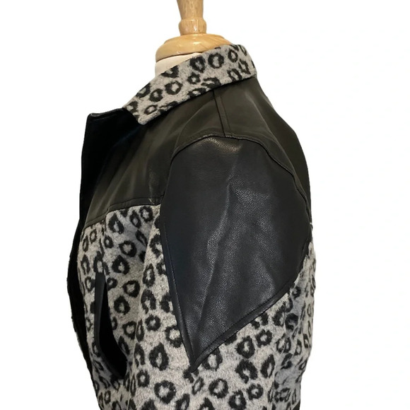 VIGOSS Black Gray Leopard Print Wool Jacket Size Small - Picture 5 of 9